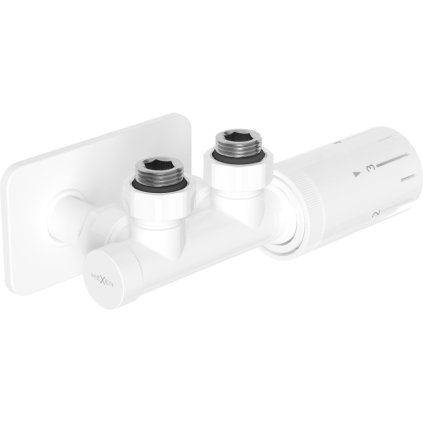 Mexen Duplex G05, úhlová termostatická souprava s hranatou krytkou S, DN50, bílá, W907-958-910-20