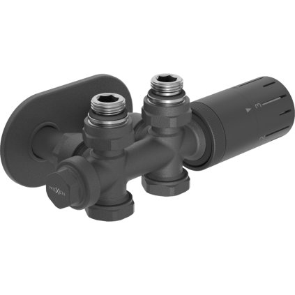 Mexen Duplex G05, úhlový/přímý termostatický set s kulatým krytem R, DN50, antracitová, W908-958-905-66
