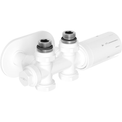 Mexen Duplex G05, úhlový/přímý termostatický set s kulatým krytem R, DN50, bílá, W908-958-905-20