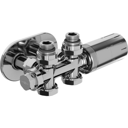 Mexen Duplex G05, úhlový/přímý termostatický set s kulatým krytem R, DN50, chromová, W908-958-905-01