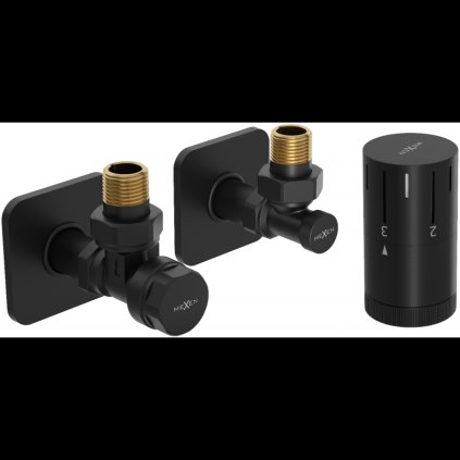 Mexen G05, úhlová termostatická souprava s hranatou krytkou, černá matná, W901-958-909-70