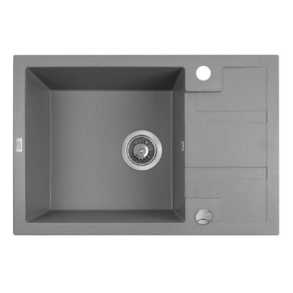 Laveo Barbados, 1-komorový granitový dřez 650x440x215 mm, šedá, LAV-SBB_513T