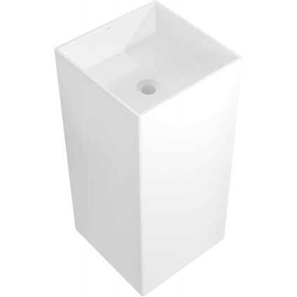 Mexen Xola-1, volně stojící umyvadlo z konglomerátu 40x40x85 cm, bílá matná, 26594000