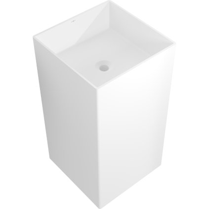Mexen Xola-2, volně stojící umyvadlo z konglomerátu 45x45x85 cm, bílá matná, 26594500