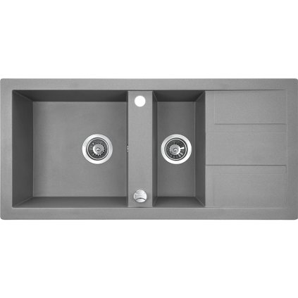 Laveo Barbados, 1,5-komorový granitový dřez 1000x480x185 mm, šedá, LAV-SBB_531T