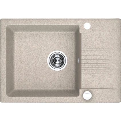 Laveo Celia, 1-komorový granitový dřez 650x440x185 mm s krátkým odkapávačem, béžová, LAV-SBC_413T