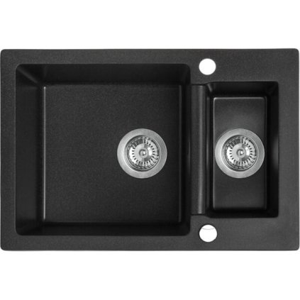 Laveo Celia, 1,5-komorový granitový dřez 650x440x195 mm, černá, LAV-SBC_730T