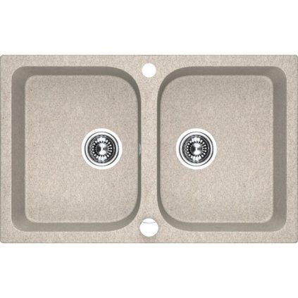 Laveo Celia, 2-komorový granitový dřez 760x480x184 mm, béžová, LAV-SBC_420T