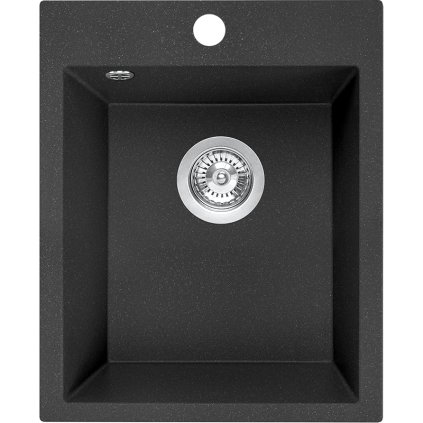 Laveo Chichi, 1-komorový granitový dřez 390x480x205 mm, černá, LAV-SBH_710T