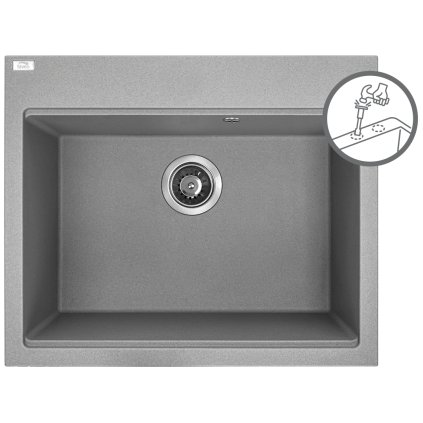 Laveo Tau, 1-komorový granitový dřez 600x500x215 mm, šedá, LAV-SBT_5106