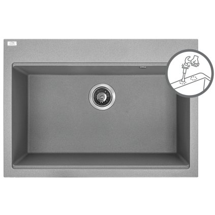Laveo Tau, 1-komorový granitový dřez 700x500x215 mm, šedá, LAV-SBT_5107