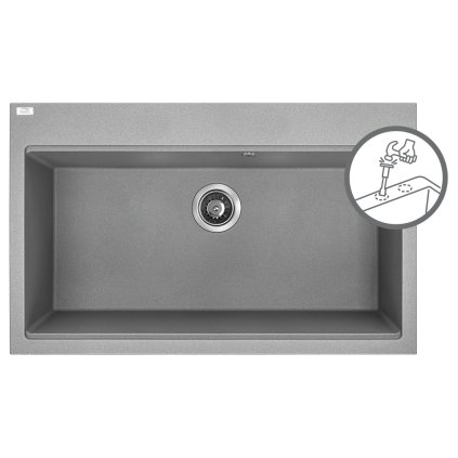 Laveo Tau, 1-komorový granitový dřez 800x500x215 mm, šedá, LAV-SBT_5108