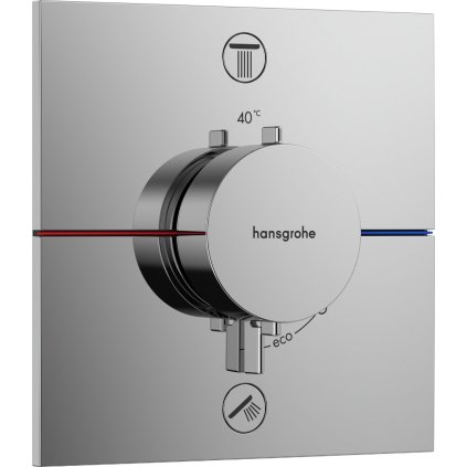 Hansgrohe ShowerSelect Comfort E, termostat pod omítku pro 2 spotřebiče s EN1717, chromová, HAN-15578000
