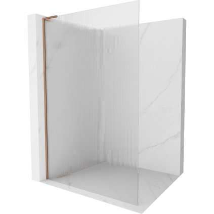 Mexen Kioto L, sprchová zástěna Walk-In 100 x 200 cm, 8mm sklo s žebrovým vzorem, měděný matný profil, 800-100-103-65-09