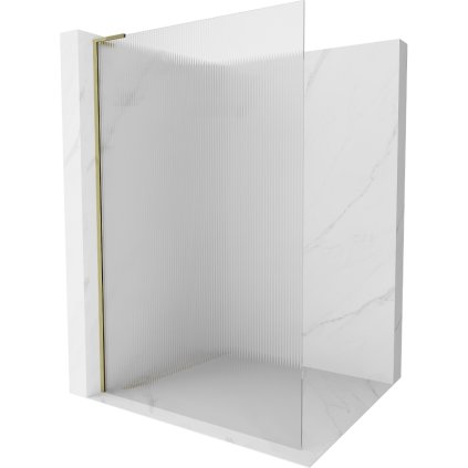 Mexen Kioto L, sprchová zástěna Walk-In 100 x 200 cm, 8mm sklo s žebrovým vzorem, zlatý lesklý profil, 800-100-103-50-09
