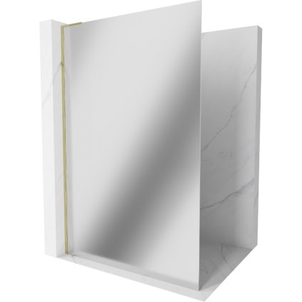 Mexen Kioto L, sprchová zástěna Walk-In 70 x 200 cm, 8mm sklo vzor zrcadlo, zlatý lesklý profil, 800-070-103-50-50