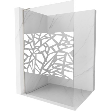 Mexen Kioto L, sprchová zástěna Walk-In 80 x 200 cm, 8mm čiré sklo bílý vzor, ​​broušená ocel profil, 800-080-103-97-85