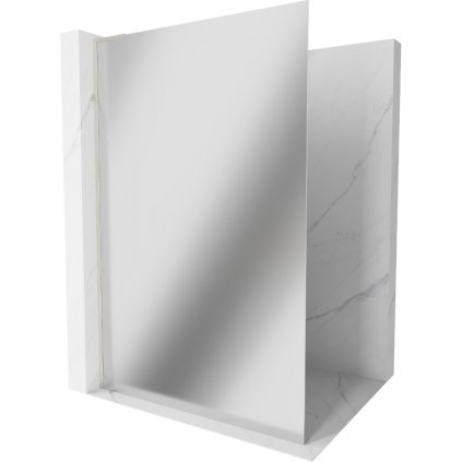 Mexen Kioto L, sprchová zástěna Walk-In 80 x 200 cm, 8mm sklo vzor zrcadlo, broušená ocel profil, 800-080-103-97-50