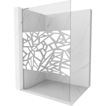 Mexen Kioto L, sprchová zástěna Walk-In 90 x 200 cm, 8mm čiré sklo bílý vzor, ​​chromový profil, 800-090-103-01-85