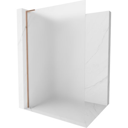 Mexen Kioto L, sprchová zástěna Walk-In 90 x 200 cm, 8mm sklo námraza, růžové zlato profil, 800-090-103-60-30