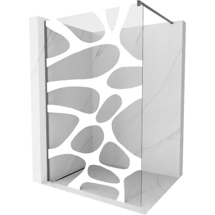 Mexen Kioto, sprchová zástěna Walk-In 110 x 200 cm, 8mm čiré sklo bílý vzor, ​​grafitový profil, 800-110-101-95-97