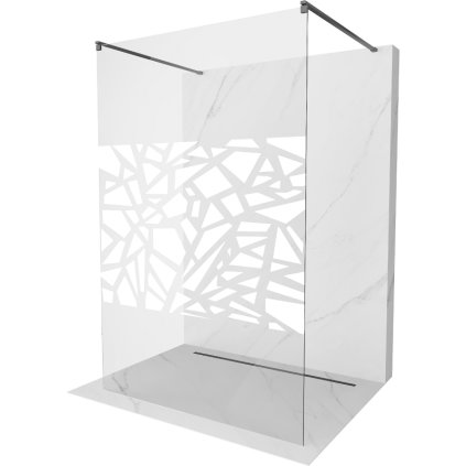 Mexen Kioto, sprchová zástěna Walk-In 120 x 200 cm, 8mm čiré sklo bílý vzor, grafitový profil, 800-120-002-95-85