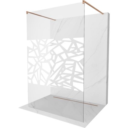 Mexen Kioto, sprchová zástěna Walk-In 120 x 200 cm, 8mm čiré sklo bílý vzor, měděný matný profil, 800-120-002-65-85