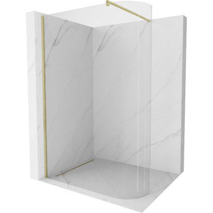 Mexen Kioto, sprchová zástěna Walk-In 120 x 200 cm, 8mm čiré sklo, zlatý matný profil, 800-120-101-55-06
