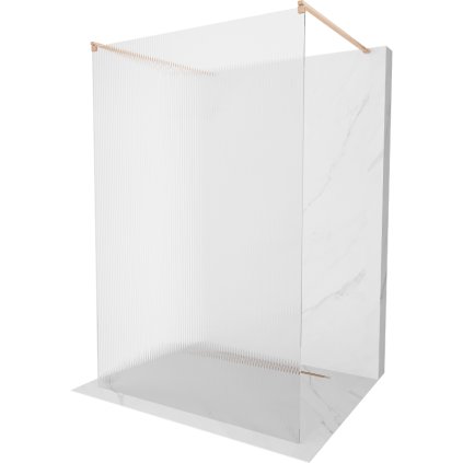 Mexen Kioto, sprchová zástěna Walk-In 120 x 200 cm, 8mm sklo s žebrovým vzorem, měděný matný profil, 800-120-002-65-09