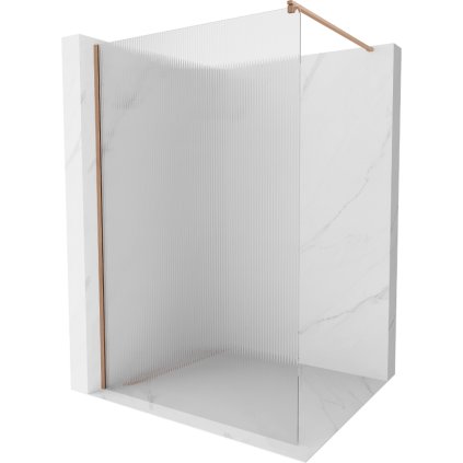 Mexen Kioto, sprchová zástěna Walk-In 120 x 200 cm, 8mm sklo s žebrovým vzorem, měděný matný profil, 800-120-101-65-09