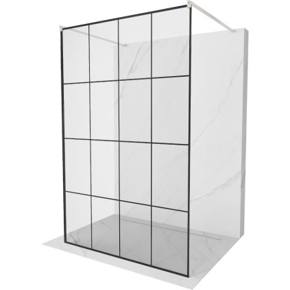 Mexen Kioto, sprchová zástěna Walk-In 130 x 200 cm, 8mm sklo černý vzor, broušená ocel profil, 800-130-002-97-77