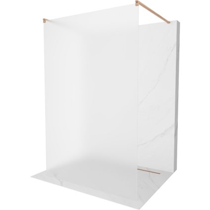 Mexen Kioto, sprchová zástěna Walk-In 130 x 200 cm, 8mm sklo námraza, měděný matný profil, 800-130-002-65-30
