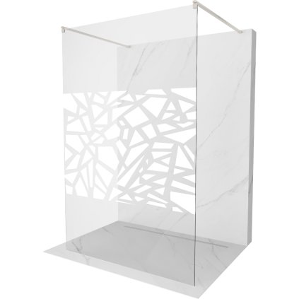 Mexen Kioto, sprchová zástěna Walk-In 140 x 200 cm, 8mm čiré sklo bílý vzor, broušená ocel profil, 800-140-002-97-85