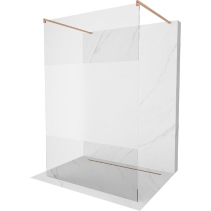 Mexen Kioto, sprchová zástěna Walk-In 140 x 200 cm, 8mm čiré sklo-námraza, měděný matný profil, 800-140-002-65-35