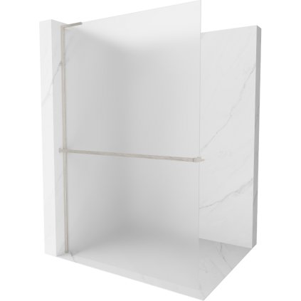 Mexen Kioto+ L, sprchová zástěna Walk-In s poličkou a věšákem 100 x 200 cm, 8mm sklo námraza, broušená ocel profil, 800-100-123-97-30