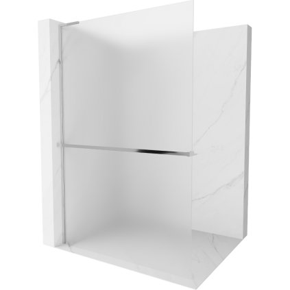 Mexen Kioto+ L, sprchová zástěna Walk-In s poličkou a věšákem 100 x 200 cm, 8mm sklo námraza, chromový profil, 800-100-123-01-30