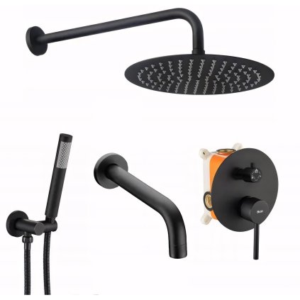 Rea Lungo - podomítkový vanový set se sprchou + box P6300 - komplet sada, černá, REA-P4112