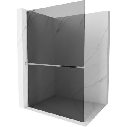 Mexen Kioto+ L, sprchová zástěna Walk-In s poličkou a věšákem 110 x 200 cm, 8mm šedé sklo, chromový profil, 800-110-123-01-40