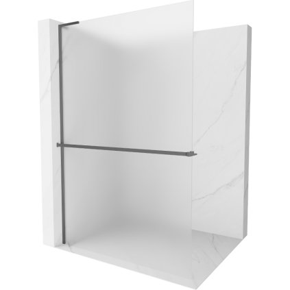 Mexen Kioto+ L, sprchová zástěna Walk-In s poličkou a věšákem 120 x 200 cm, 8mm sklo námraza, grafitový profil, 800-120-123-95-30