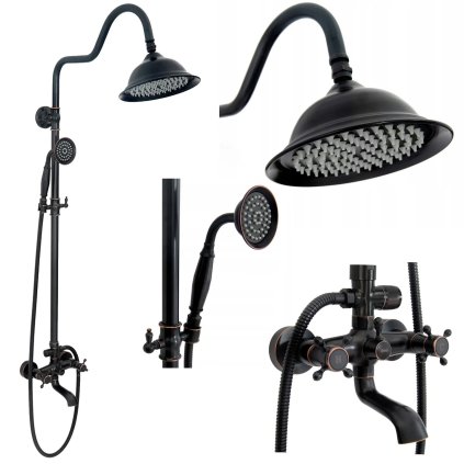 Rea Retro - vanový sprchový set, černá, REA-P2366