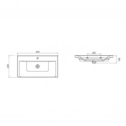 397573 aqualine sava 90 nabytkove umyvadlo 90x46 cm 2090b