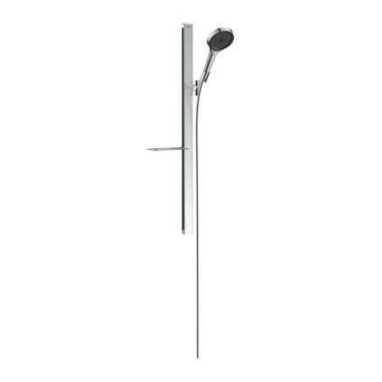 Hansgrohe Rainfinity, sprchová sada 130 3jet EcoSmart s tyčí 90 cm a poličkou na mýdlo, chromová, HAN-27672000