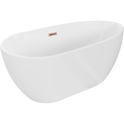 Mexen Eos, volně stojící vana 150 x 75 cm, bílá, růžové zlato přepad, 52471507500-60