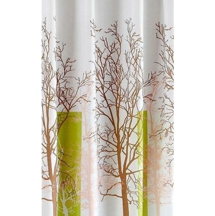 Aqualine, Sprchový závěs 180x180cm, polyester, bílá/zelená, strom, ZP009/180