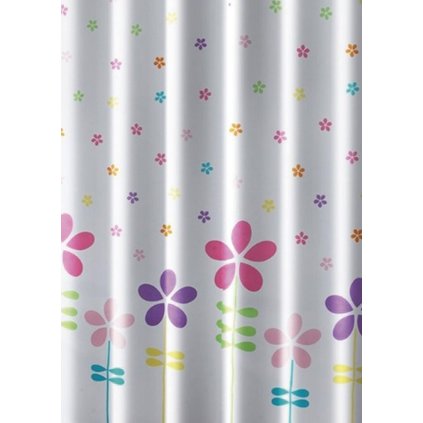 Aqualine, Sprchový závěs 180x180cm, polyester, květovaný barevný, ZV025