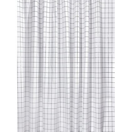 114894 aqualine sprchovy zaves 180x180cm vinyl cierna biela stvorcovy vzor zv022