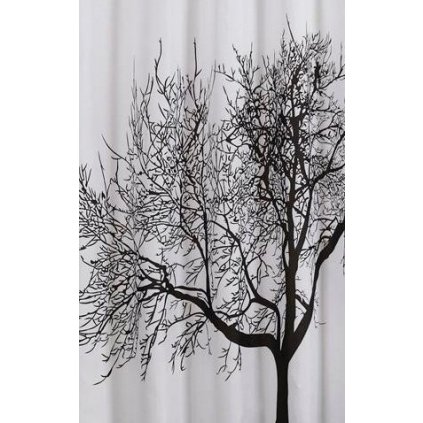 106515 aqualine sprchovy zaves 180x200cm polyester cierna biela strom zp008