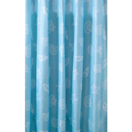 Aqualine, Sprchový závěs 180x200cm, polyester, modrá, mušle, ZP006