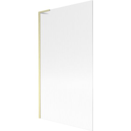 Mexen Next L, 1-křídlová vanová zástěna 100 x 150 cm, 6mm sklo s žebrovým vzorem, zlatý matný profil, 895-100-000-03-09-55