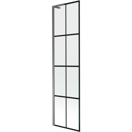 Mexen Next L, 1-křídlová vanová zástěna 50 x 150 cm, 6mm čiré sklo-černý vzor, grafitový profil, 895-050-000-03-77-95